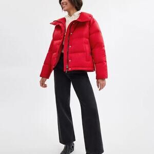 Signature Jacquard Short Puffer In Recycled Polyamide